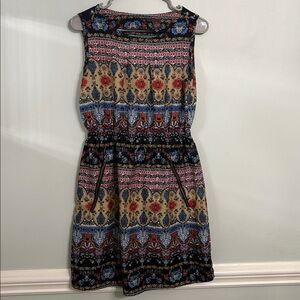 Bohemian Sleeveless Dress with Floral Patterns